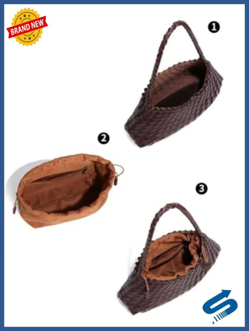 Suede Woven Hobo Bag Faux Leather Tote Purse Shoulder Bag